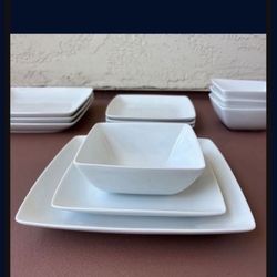 One New Set of Square Ceramic Plates And Bowls Dinnerware
