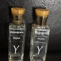Vintage YVES SAINT LAURENT-Y- Parfume EMPTY Mini Collectors Bottle Set of 2