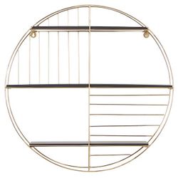 Grayson Lane 28.5-Inches L x 6.0-Inches D x 28.5-Inches H Gold Metal Circle Floating shelf 3 Decorative Shelves