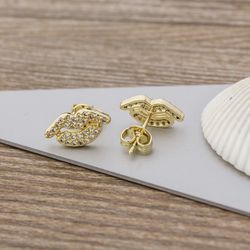 Gold Plated Lips Stud Earrings