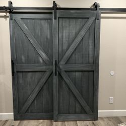 Grey White Wash Barn Doors For Closet Office Bathroom