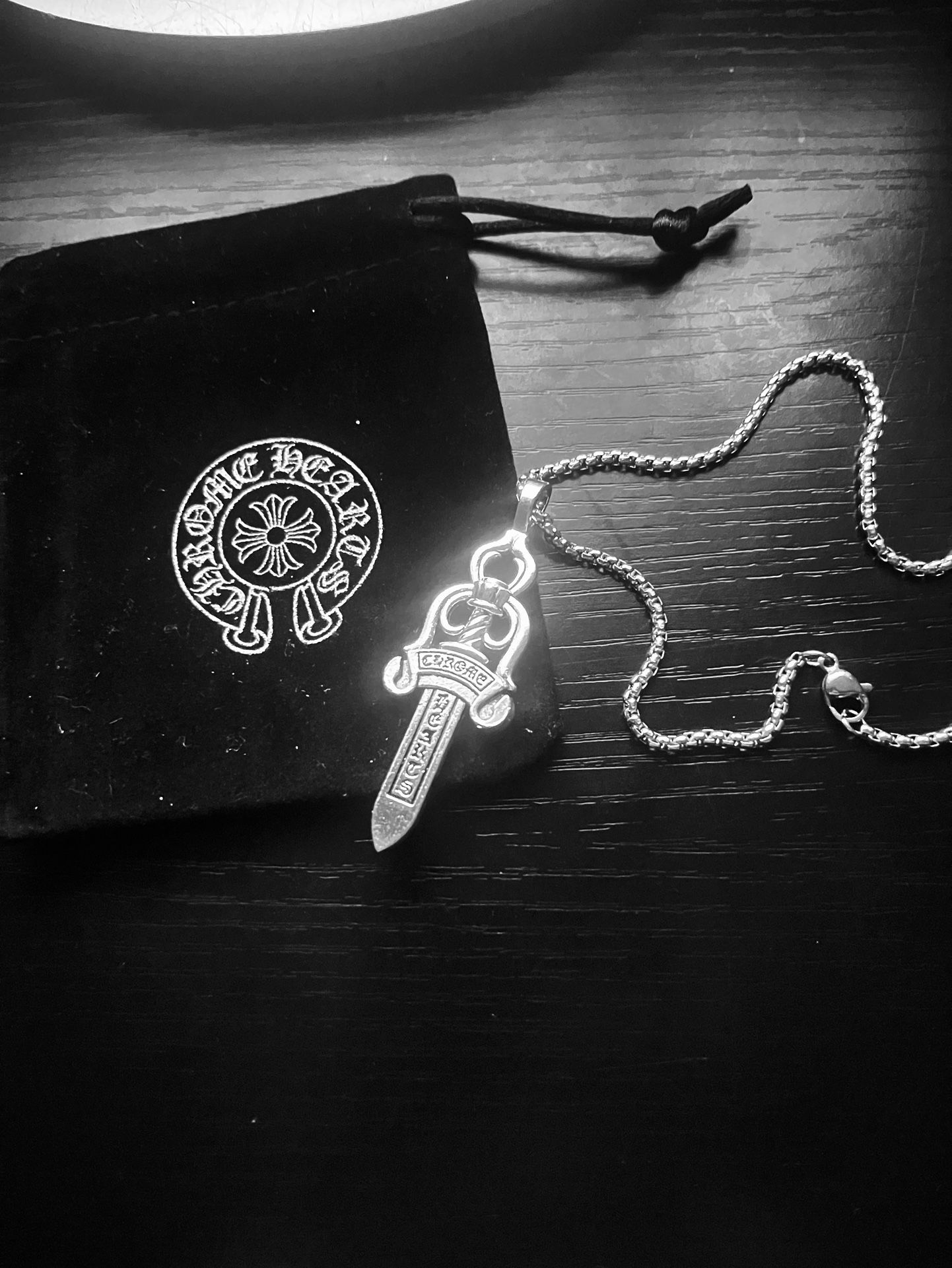 Chrome Hearts Dagger Necklace |with Chrome Bag|