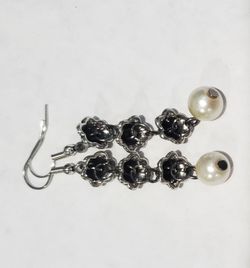 Long Silver White Earrings