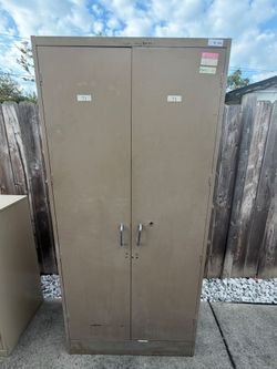 Tall Metal Storage Cabinet with Double Doors
