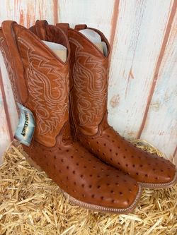 NEW SIZE 12.5 COWBOY BOOTS SQUARE TOE OSTRICH PRINT