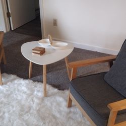Set Of Two Retro Modern Casual Fabric Wood Chairs 