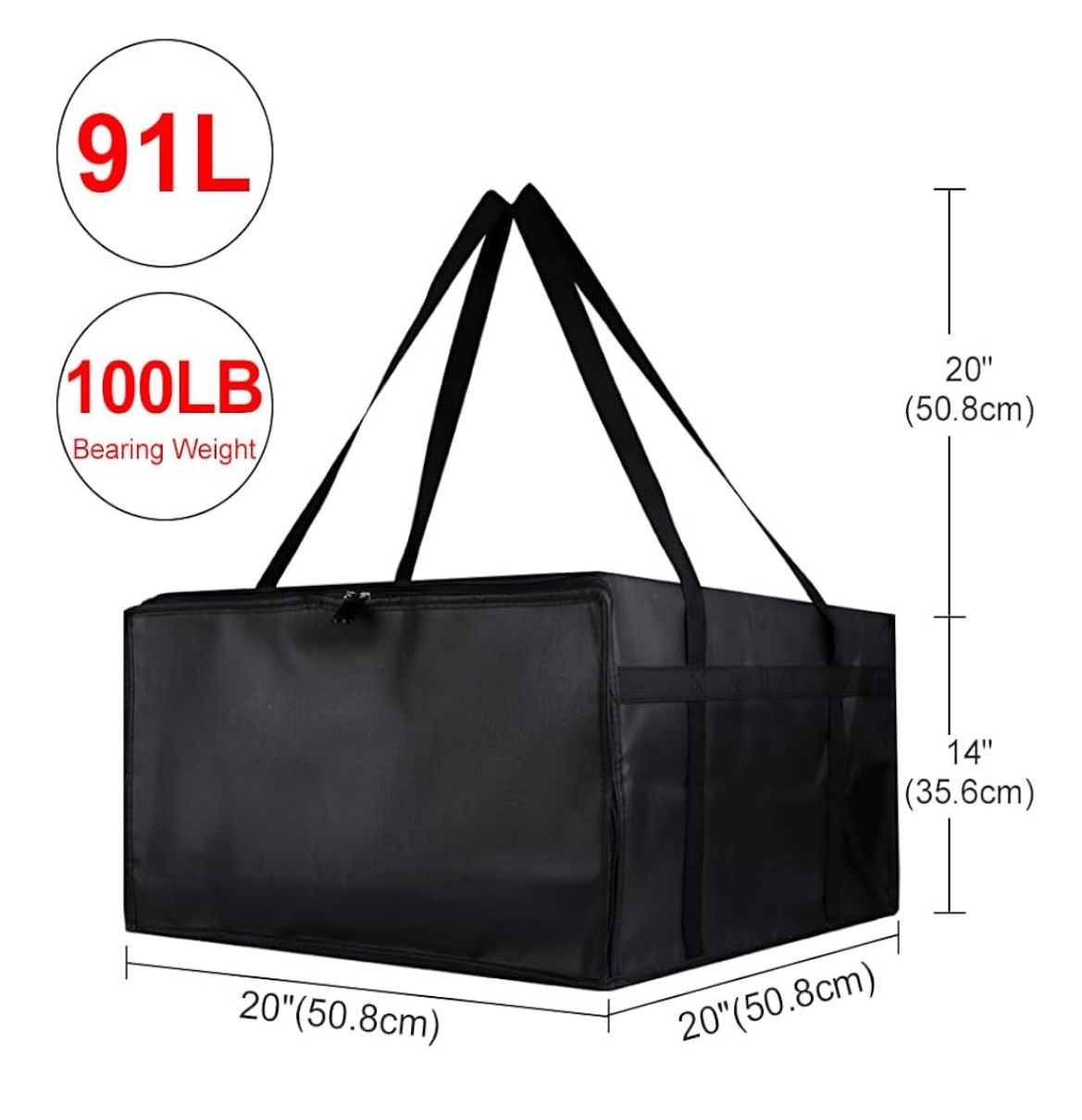 3 Insulated Delivery Bag for Carry Hot, 20" x 20" x 14" Insulated Food Delivery Bag, Grocery Cooler Bags for Catering/Doordash, Commercial Food