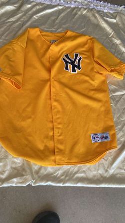 Vintage 90s MLB Majestic New York Yankees Yellow Sewn Baseball Jersey Sz XL