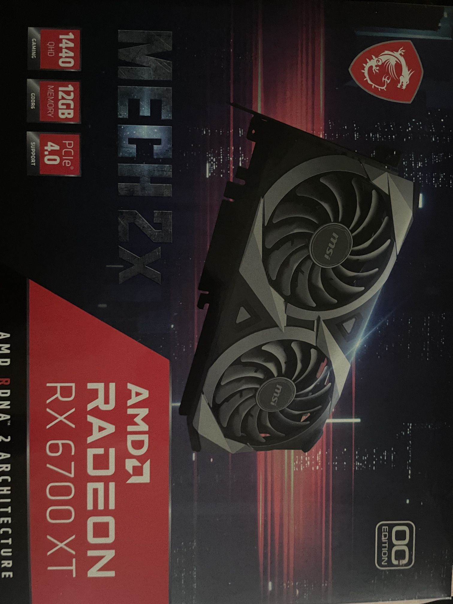 MSI RADEON RX 6700 XT MECH 2X OC 12GB GDDR6 GRAPHICS CARD
