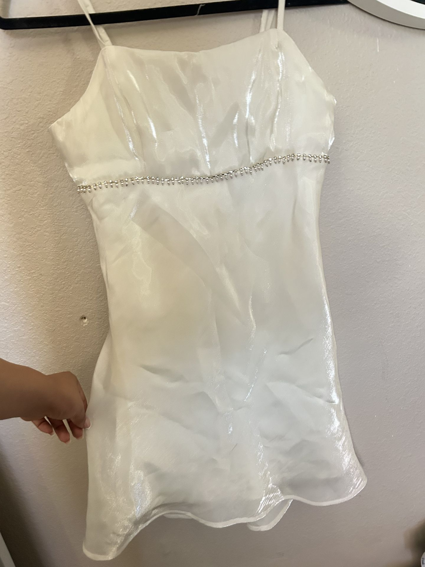 white satin dress