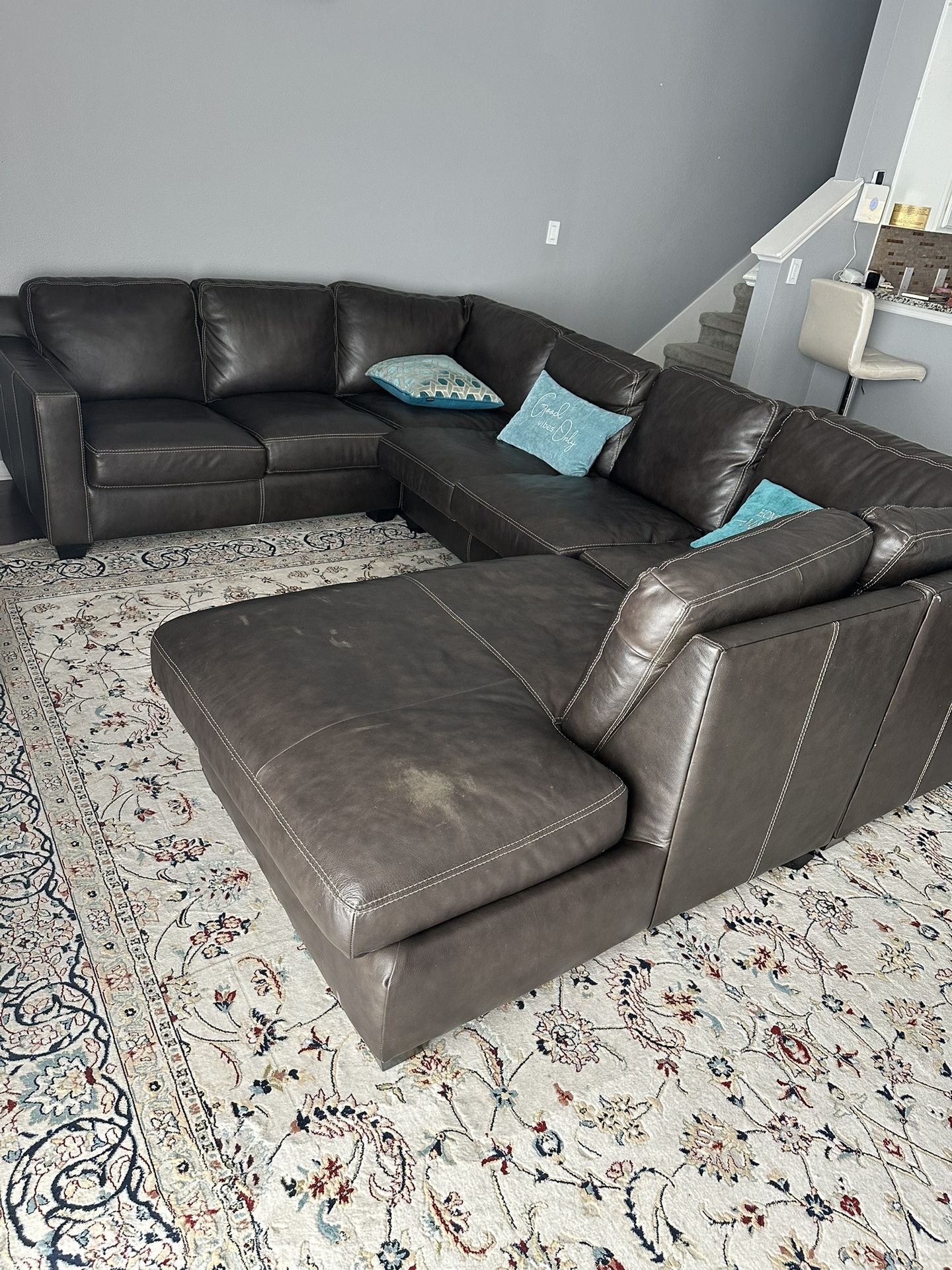 Leather fabric sectional collection