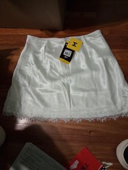 White Satin Miniskirt, M, NEW, Retail $58