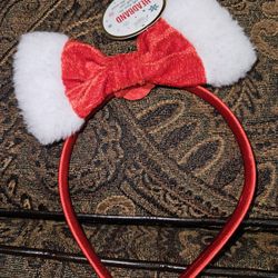 Christmas Bow Headband Xmas Themed Bowknot Hairband Plush Bow Hair Hoop for Women Girls Festival Party Hair Accessory - Red