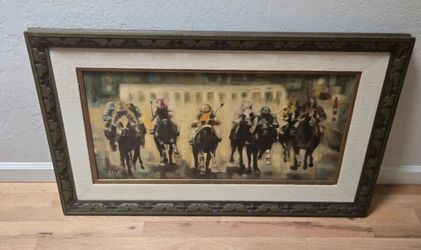 Original Oil on Canvas by Charlene Mitchell / Horse Racing / Sports 24x38"