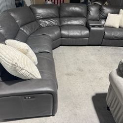 Free Delivery* Like New Gray Leather Sectional Sofa!