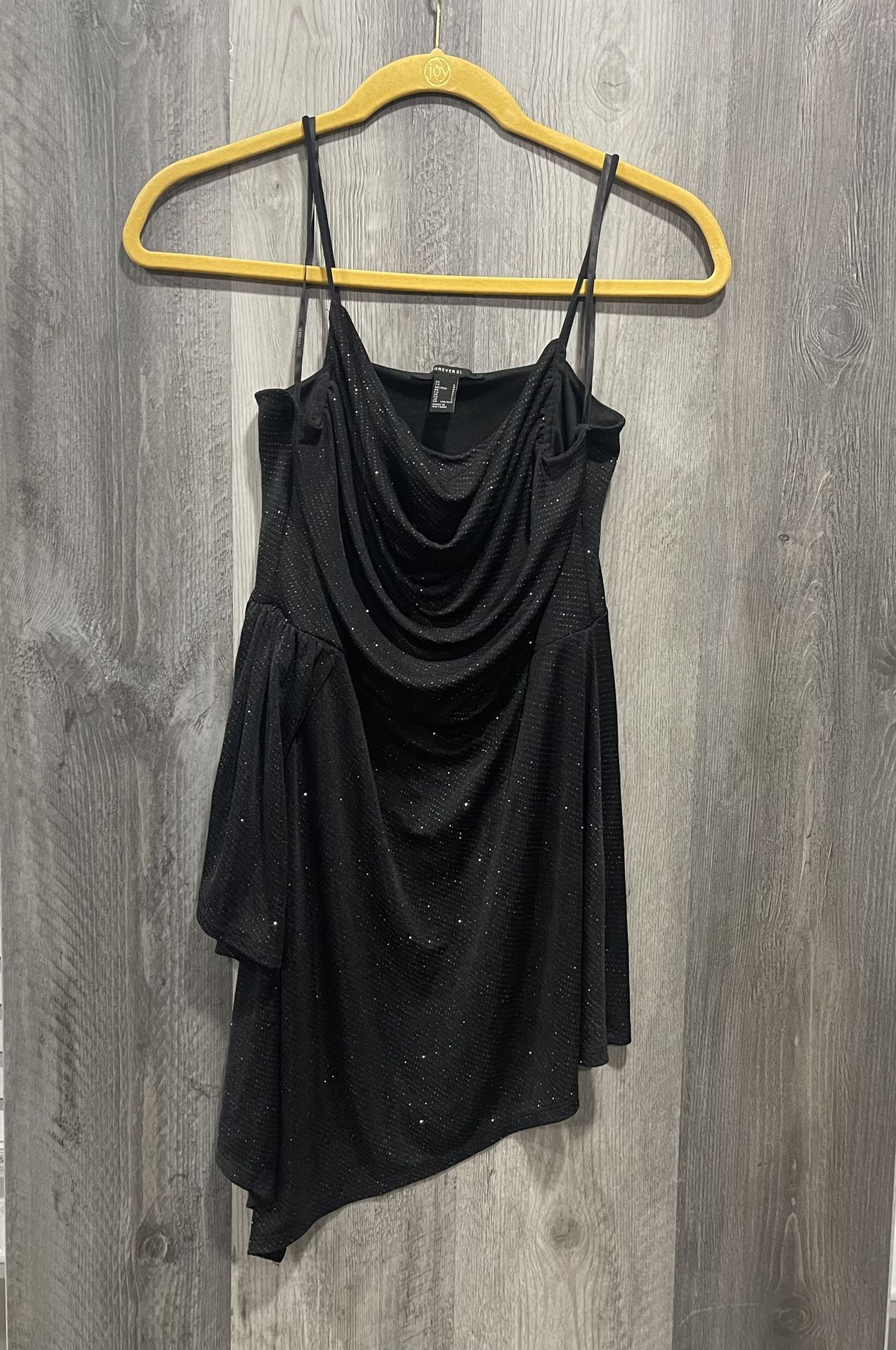 Sparkly Black Dress Mini Spaghetti Strap Womens L