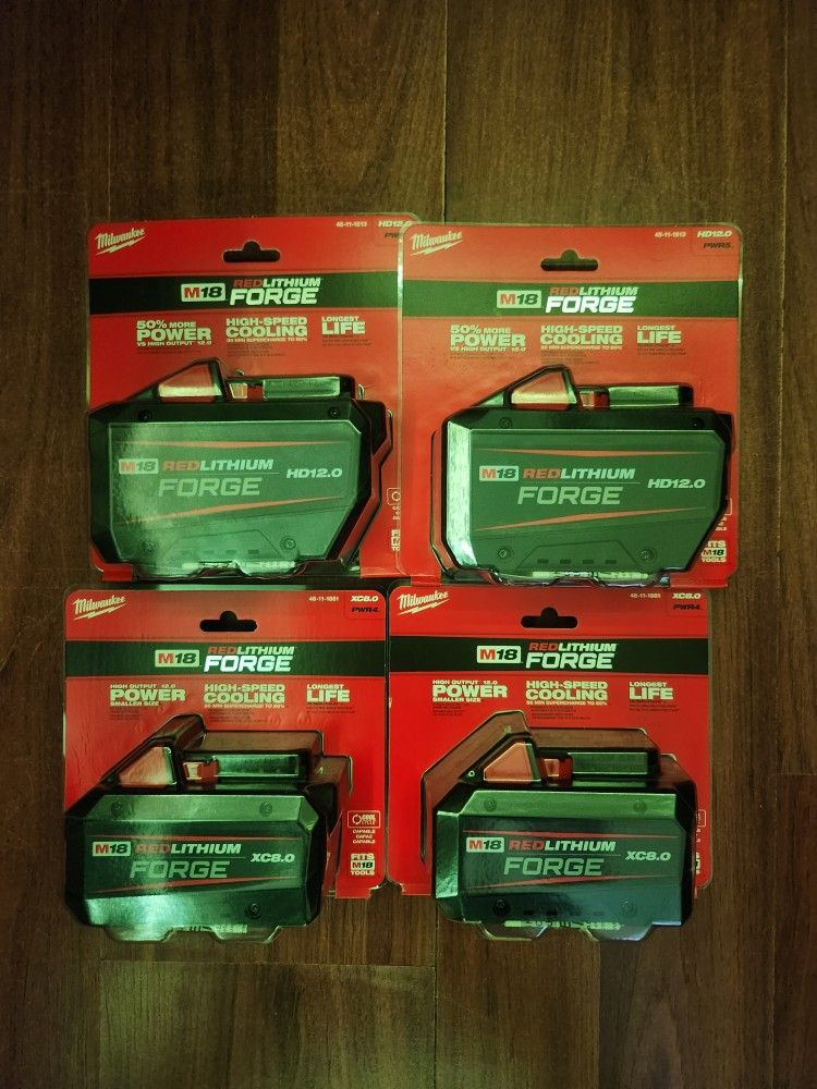 2 Milwaukee Forge 12.0 Batteries Plus Forge 8.0 Batteries