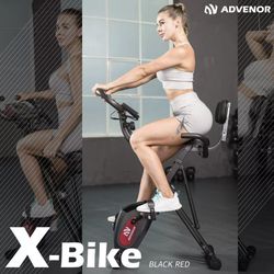 ADVENOR Exercise Bike Magnetic Bike Folding Fitness Bike Cycle Workout Home Gym With LCD Monitor Durable Upright Extra-Large Seat Cushion (standard, b