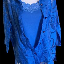 Tan Jay 2 Piece Fashion Tank Top & Semi Sheer Shirt Set