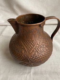 Persian Copper Pitcher Antique 19th Century Middle Eastern Ewer
