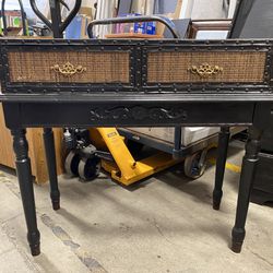 Black Wicker Trunk Style Console Table