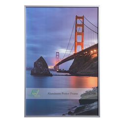FrameWorks 16” X 24” Silver Brushed Aluminum Poster Picture Frame With Plexiglass 1-Pack Silver 16"X24"