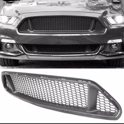 For 15-17 Ford Mustang Ikon Style Front Hood Upper Mesh Grille Grill - Black PP