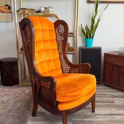 Gorgeous Vintage Cane Wingback Arm Chair