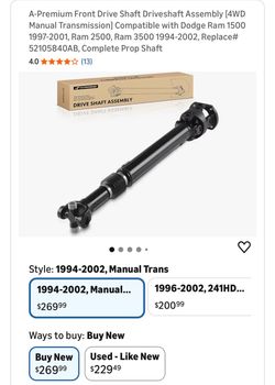 A-Premium Front Drive Shaft Assembly for Dodge Ram