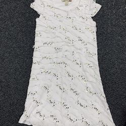 Speechless girls size 7 white tiered ruffle dress embellished with shimmering gold sequins