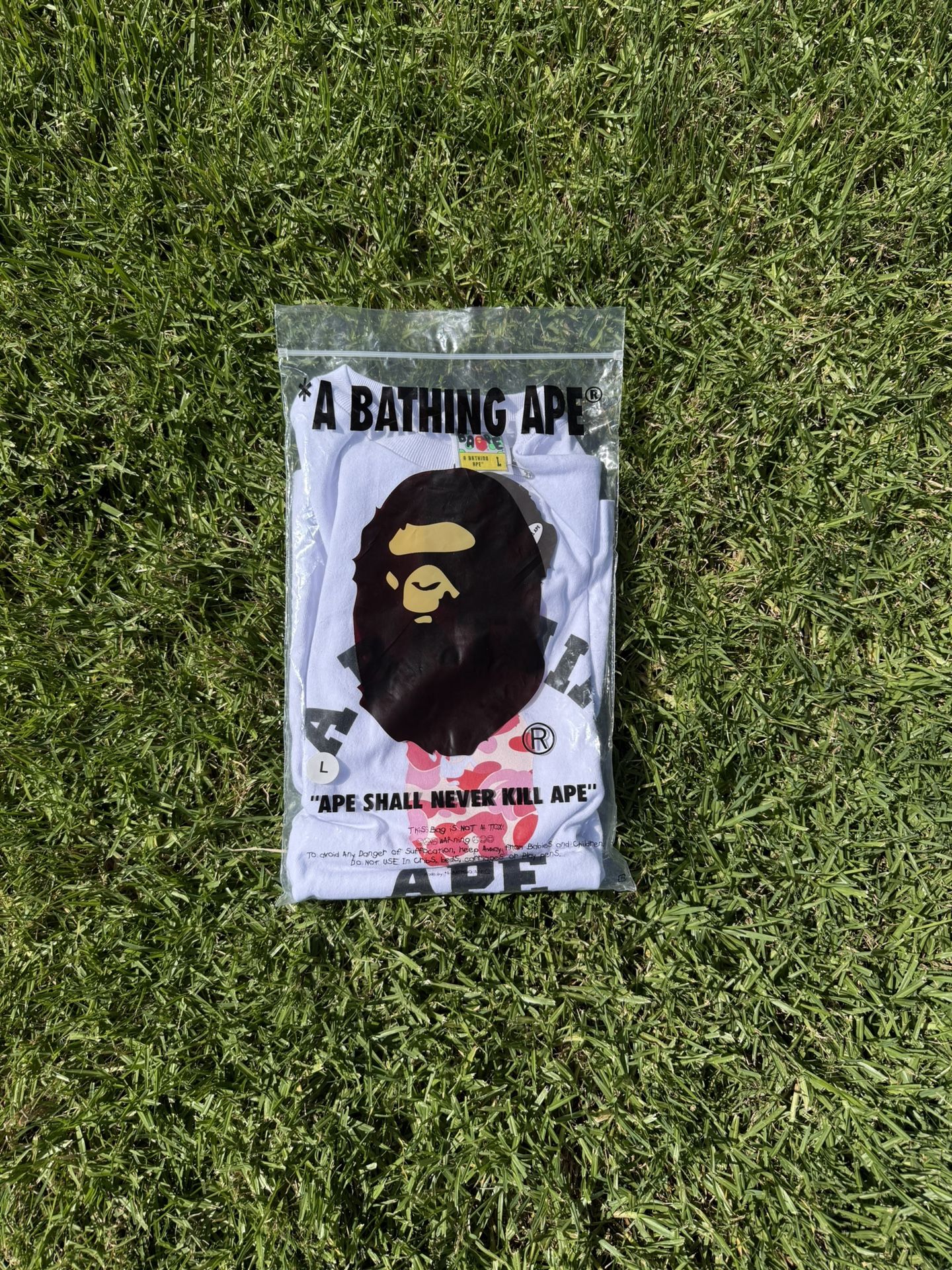 Pink On White Bape Tee