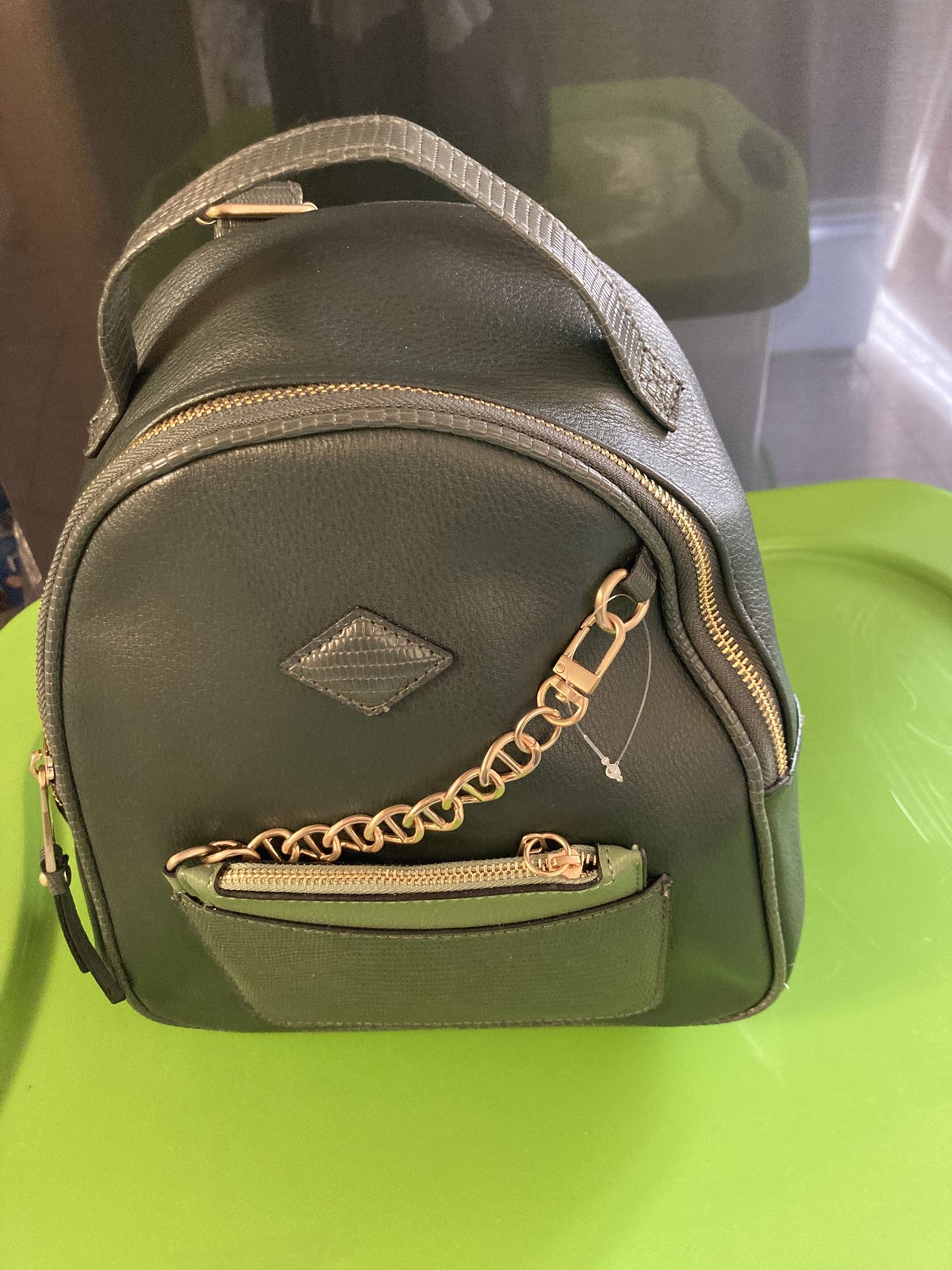 Green Leather Backpack