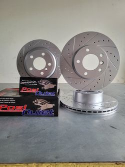 2008 BMW 323i Brake Kit - Cquence Drilled Slotted Rotors + Posi-Quiet Pads