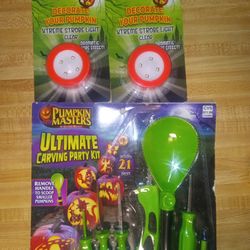 Pumpkin Caring Kit (Stencils And Tools) + 2 Lights For Pumpkin $5