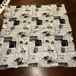 NWOT Paris Budapest New York B&W Newspaper Shower Curtain 70x72