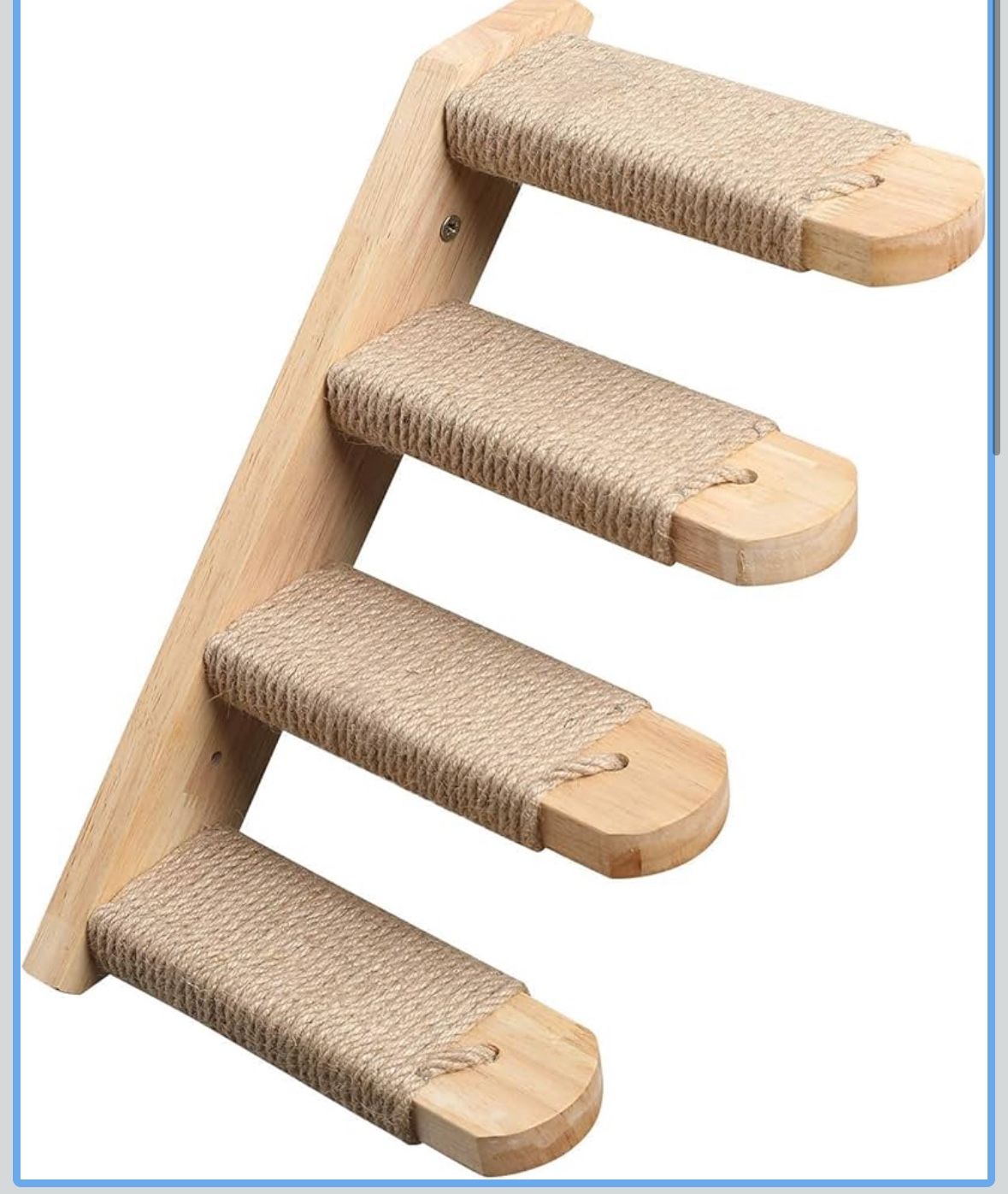 Cat Climbing Shelf Wall Mounted, Four Step Cat Stairway with Jute Scratching for Kitten Perch Platform Walls Furniture - Left to Right
