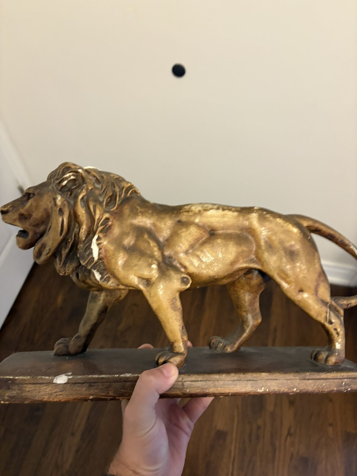 Vintage Gypsum Lion Statue – Rare Piece
