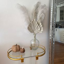 Neutral Boho Pampas & Palm Leaf Arrangement with Glass Vase