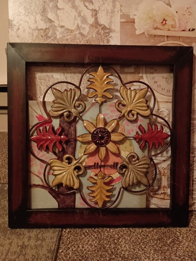 Wood Framed Metal Decor