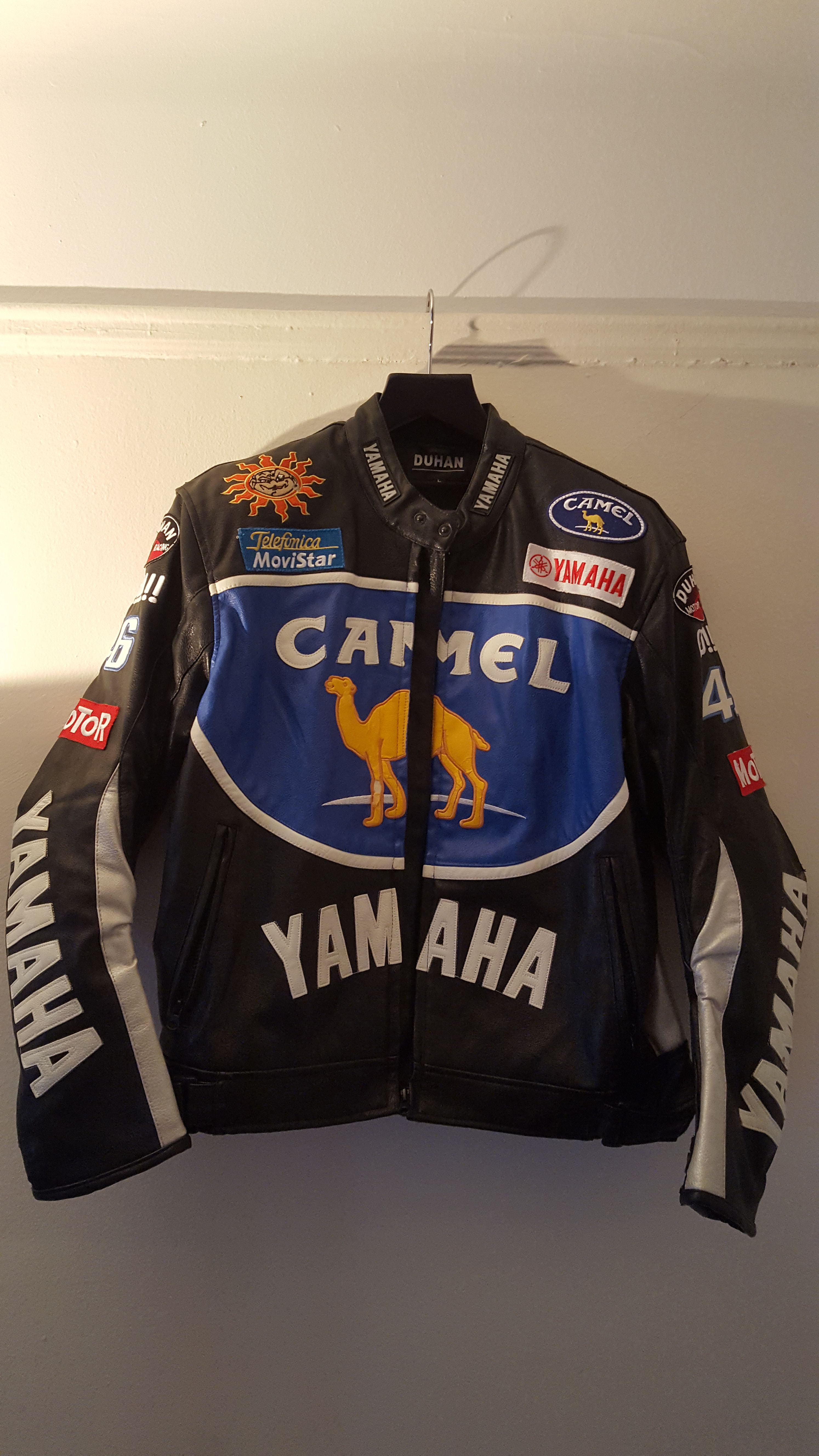 Moto GP Motorcycle Duhan Yamaha Racing Leather Jacket size L