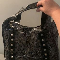  heavy plastic metal studded sturdy handle Tote bag purse 