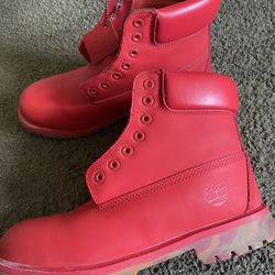 Red Leather Timberland Boots 