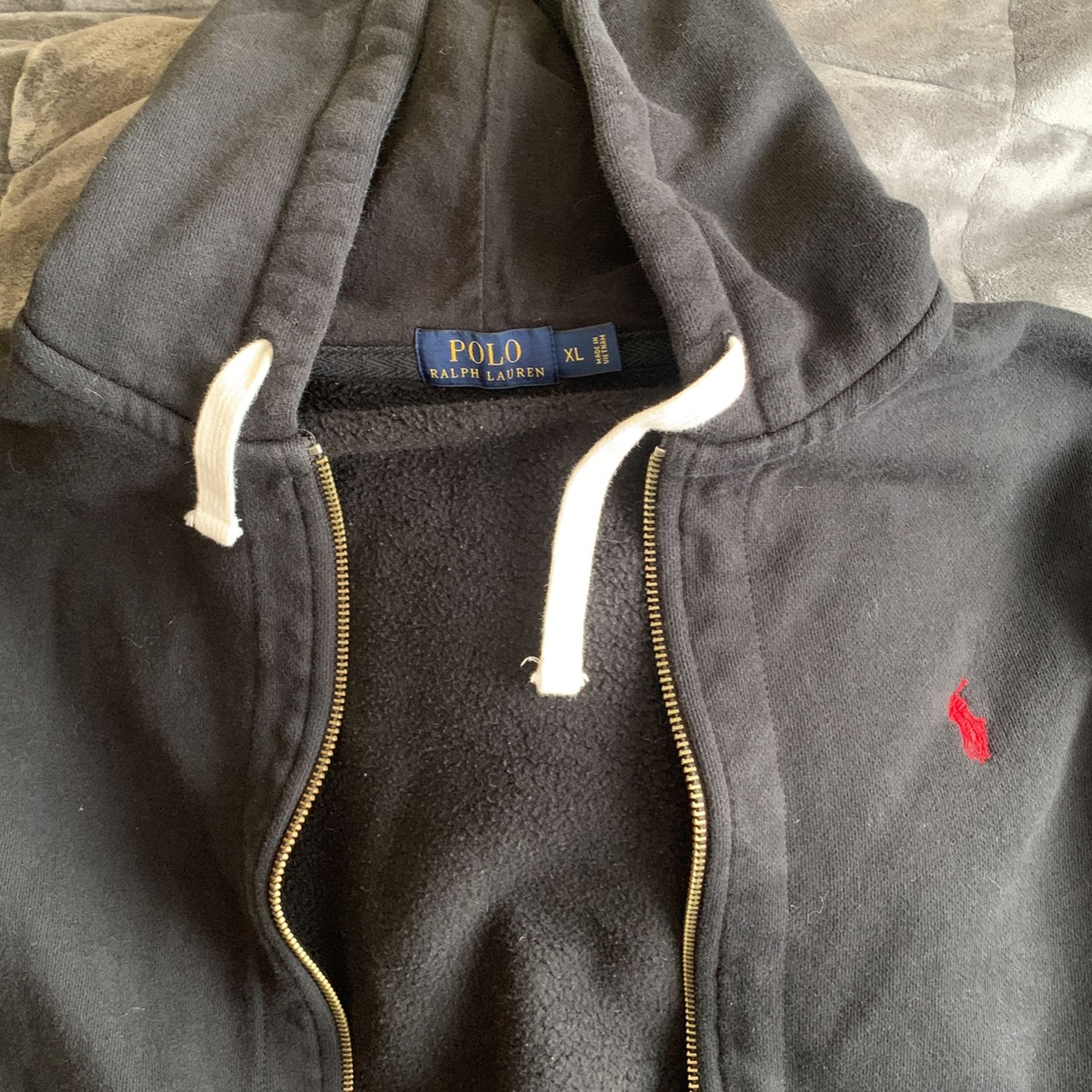 Polo Zip Up Hoodie, Black L-XL