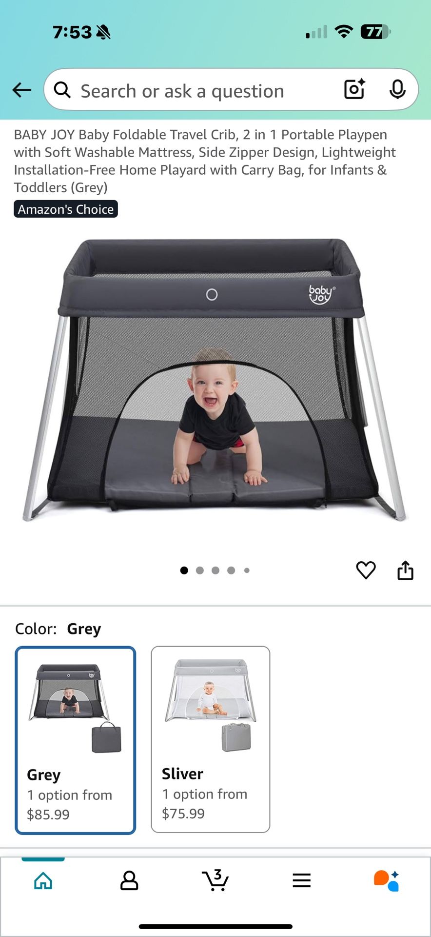 Baby Joy Travel Crib