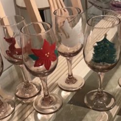 Hand Painted Holiday Wine Glasses 