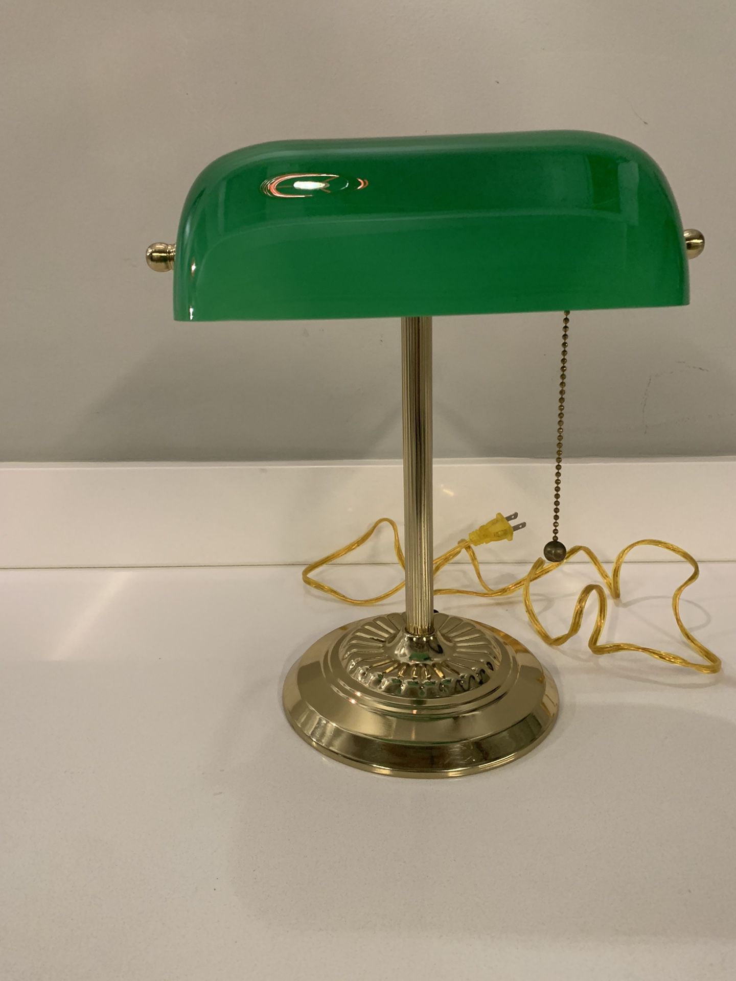 CATALINA Vintage Bankers Desk Lamp Green Glass Shade Antique Table Light *WORKS 14" tall $75 OBO  