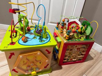 Wooden Activity Cube Toys – Set of 2