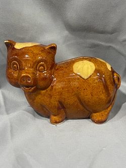 Vintage McCoy, brown, ceramic piggy, bank USA