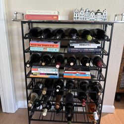 Wine Rack - foldable, no assembly, holds 54 bottles (full price is $139). Mirror tray not included.