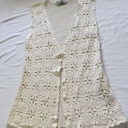 Elegant Cream Crochet Women’s Blouse (M)
